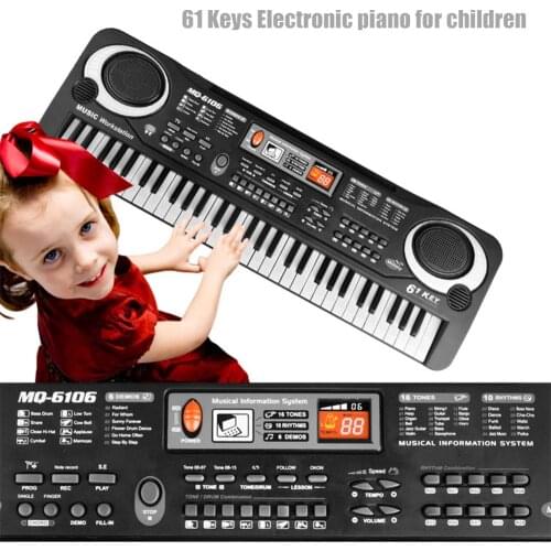 61 Keys Electronic Keyboard Piano LED Music Portable Toy with Microphone Educational Electone for Children