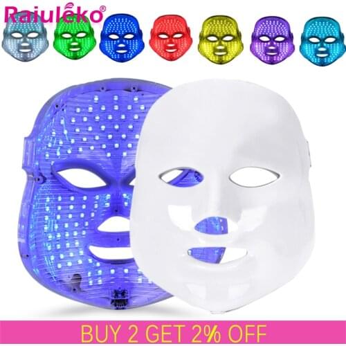7Colors Led Facial Mask Skin Rejuvenation Photon Therapy Face Mask Light Therapy Anti Acne Wrinkle Removal Neck Beauty Whitening