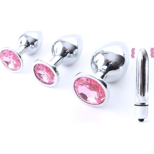 Anal Diamond Plug Jewelry Bead Dilator Vibrator for Gay Body Massage Prostate Massage Stainless Steel Anal Toy for Men/Women