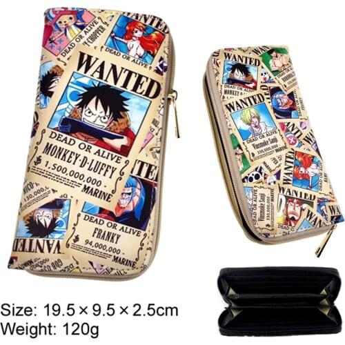 Anime One Piece PU Wallet Zipper Casual Cartoon Credit ID Card Holders Layers Leather Purse Boys Girls Students Coin Handbag