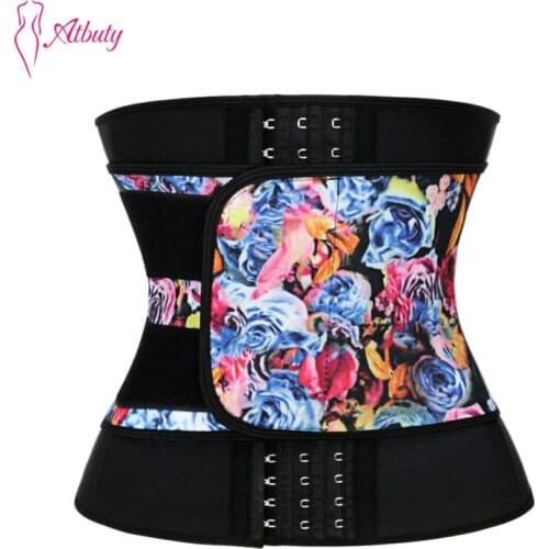 Atbuty Ladies Floral Latex Waist Trainer Slimming Underbust Shaper Strong Super Wide Belly Belt S-6XL NBW1680