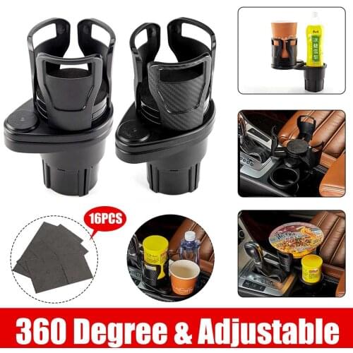 2 In 1 Cup Holder Slip-proof 360 Degree Rotating Water Car Multifunctional Cup Drink Bottle Holder with 16pcs Sponge Mat