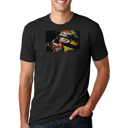 Ayrton Senna Helmet Tee Summer Short Sleeve Shirts Tops S~3Xl Big Size Cotton Tees Free Shipping T-Shirt Fashion