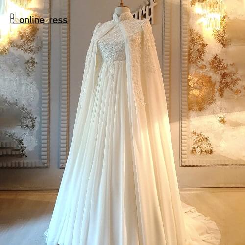 Bbonlinedress Ivory Moroccan Evening Dress Embroidery Long Evening Formal Dress Cloak Sleeves Elegant Caftan Muslim Party Dress