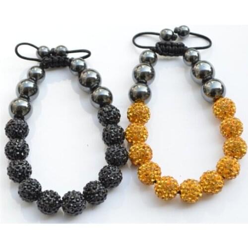 R4pping 10mm gold and black mix Hotsale Best Micro Pave Disco Ball Beads Bangles Bracelet crystal