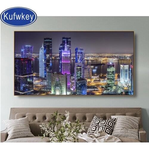 Large diamond painting United States city night diamond mosaic full round square cross stitch diamond embroidery landscape art