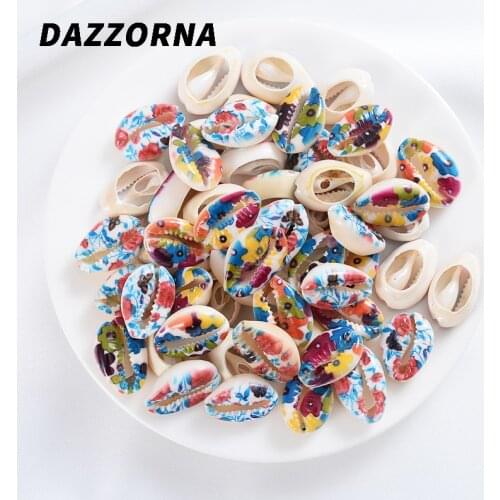 10/20/30/40Pcs Mixed Oval Print Shell Beads Cute Charm Loose Spacer Beads For Jewelry Making DIY Bracelet Crafts Accessories