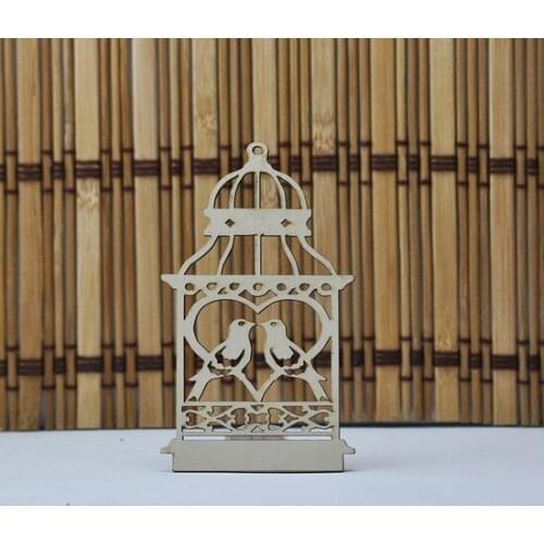 Wooden Lattice Heart Bird Laser Cutting Object (20Adet) paintable decorative objects декоративные предметы под роспись