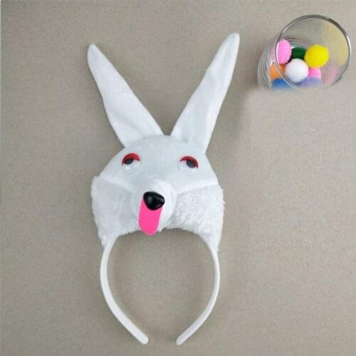White Pink Women Boy Girl Animal Rabbit Ear Headbands Cosplay Props Birthday Party Costume Halloween Fancy Dress Christmas