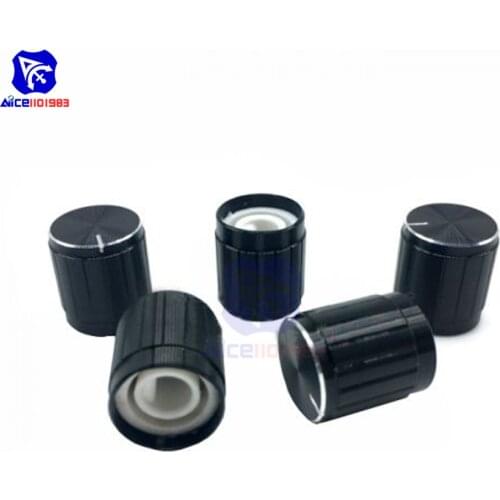 Diymore 5PCS/Lot D Type Shaft Encoder Knobs Potentiometer Switch Knob 15mm Dia. x 16.5mm Height Black Metal Cap
