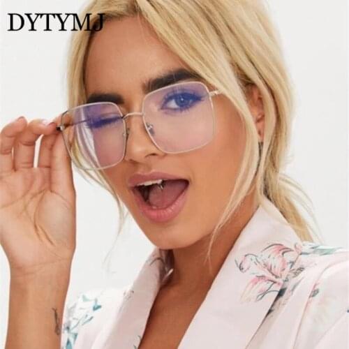 DYTYMJ Oversized Eyeglasses Frames for Women Anti Blue Light Glasses Frame Metal Eye Glasses Frames Women Marcos De Lentes