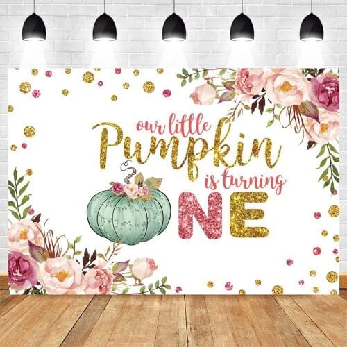 Yeele Pumpkin Backdrops Pink Flowers Photo Background Newborn Baby Shower Decoration Girls Birthday Party Customize Photo Studio
