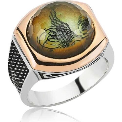 Tevuli 925 Sterling Silver Tuğralı Male Ring