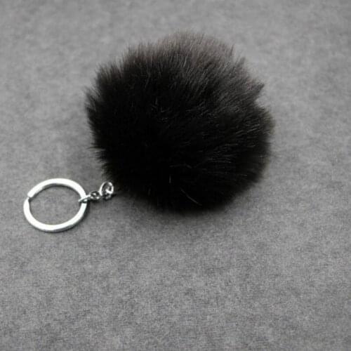 Hot Sale New Car Key Chain Fur Ball Pompom Keychain 8cm Artificial Rabbit Fur Animal Keychains Car Bag Key Ring 10 Colors