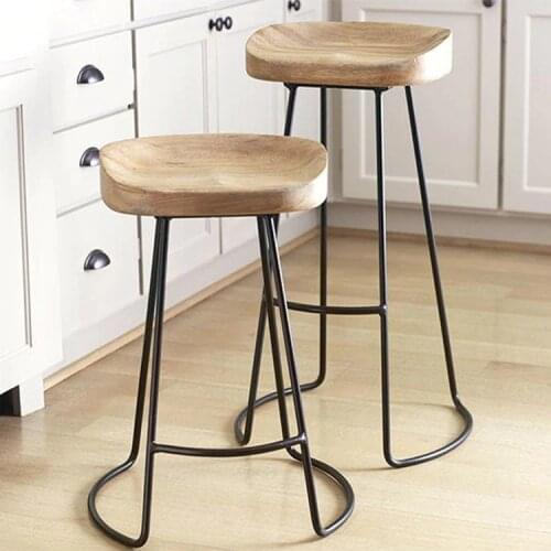 Louis Fashion High Foot Bar Chair Iron Bar Chair Coffee Shop Bar Solid Wood Apple Chair Dining Chair