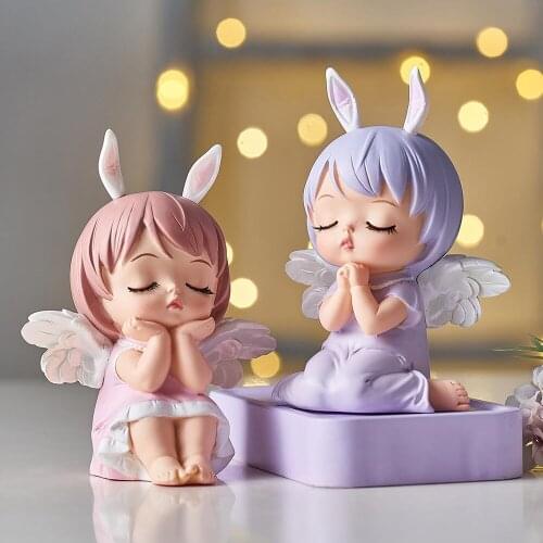 Cute Angel Baby Figurines Fairy Garden Miniatures Resin Ornaments Girl Elf Statue Home Decoration Room Decor Kids Birthday Gifts