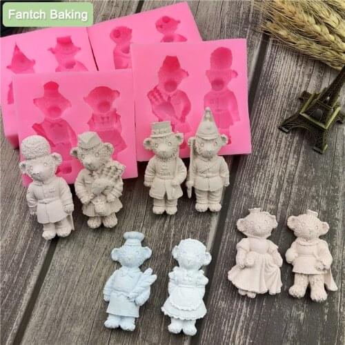 Cartoon Teddy Bear Fondant Cake Silicone Mold For Chocolate Decoration Tool Baking Valentine Day Moulds Clay Resin Art Available