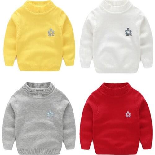 New Children Sweater Pullovers Boys Girls Turtleneck Sweaters Knitted Cotton Kids Baby Newborn Round Neck Collar Shirt Clothing