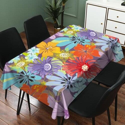 New Flower Pattern Printing Table Cloth Waterproof Linen Color Fashion Rectangle Placemat Desk Home Decoration Tablecloth