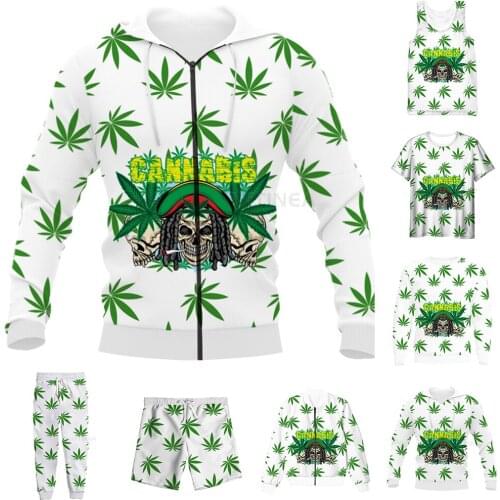 New Funny 3D Full Print Weeds Leaves T-shirt/Sweatshirt/Zip Hoodies/Thin Jacket/Pants Four Seasons Casual Suit V67