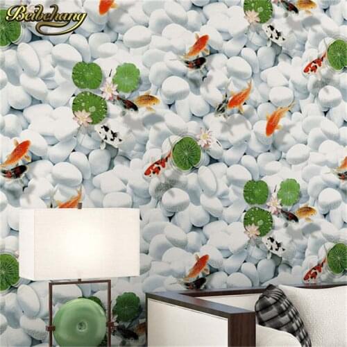 Beibehang Lotus goldfish bedroom wallpaper for living room sofa TV background papel de parede 3d flooring wall papers home decor