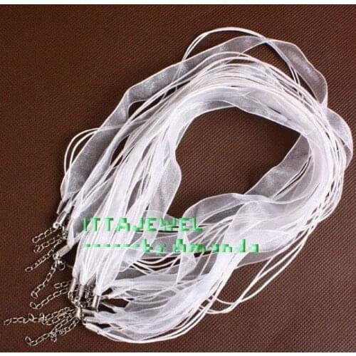 Wholesale White Color Ribbon DIY Jewelry Cord, Chains,100pcs free shipping