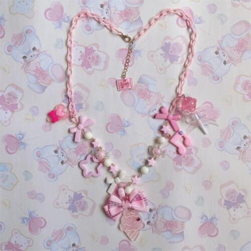 Lolita Original Hand-Made Dessert Cute Sweet Pink Necklace Sweet Small Ice Cream