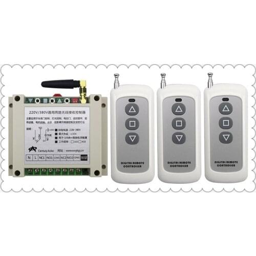AC220V 250V 380V 30A 2CH 20-200m Long Range Remote Control Switch 3*F3key Transmitter+ Receiver for Appliances Gate Garage Door