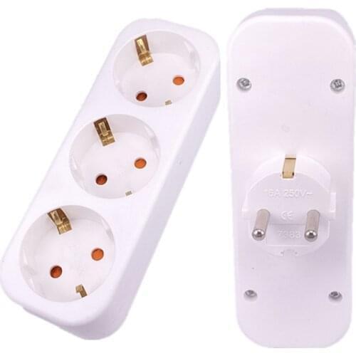 EU Type German standard 2-hole 1 TO 3 Way Conversion Socket Power Adapter Plug 16A Travel Plugs AC 250V