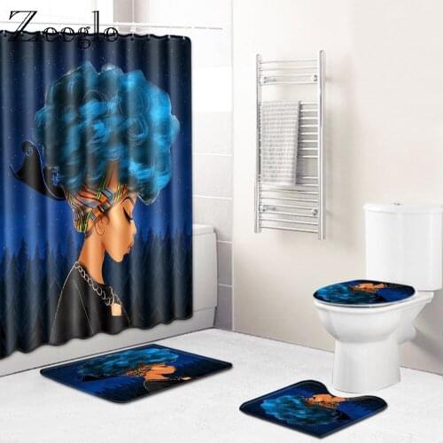 Zeegle Modern Bathroom Mat Creative Bathmat 4pcs Toilet Bathroom Mat Dustproof Foot Rug Lid Toilet Cover Toilet Shower Curtain