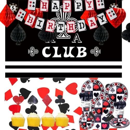 Birthday Decoration Poker Theme Party Background Banner Casino Night Playing Cards for Birthday Party Decoration ww06