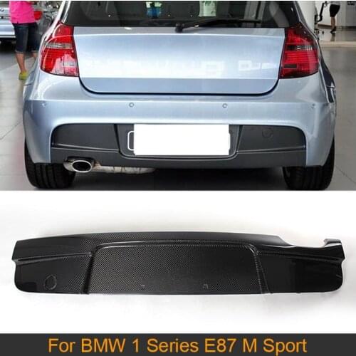 1 Series Carbon fiber Rear bumper lip spoiler diffuser For BMW E87 M sport Hatchback Only 2007 - 2010 120i 130i Black FRP