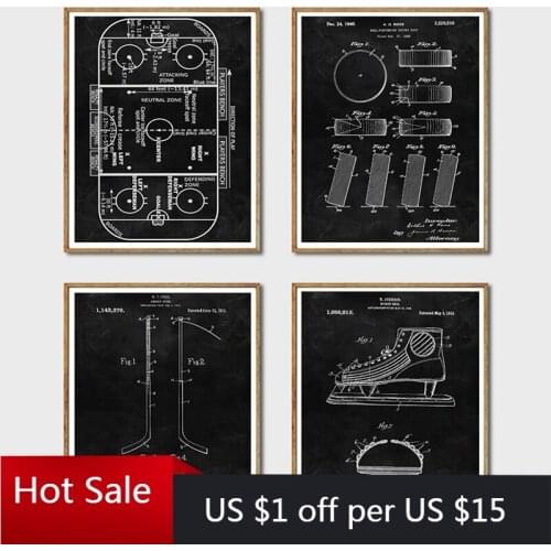 Patent Blackboard Wall Art Prints Gift Blueprint Canvas Painting Wall Decor Pictures Sports Posters Aesthetic Room Decorative