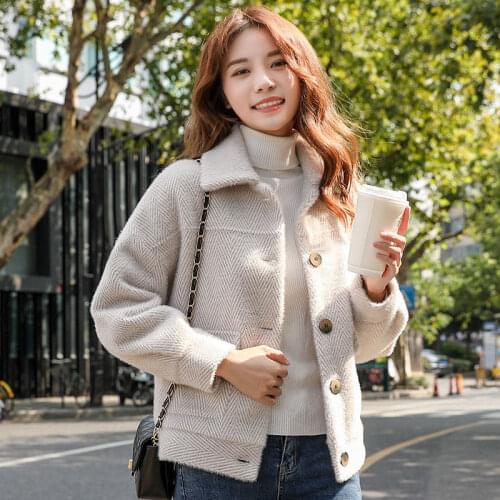 2021 Women New Autumn and Winter Short Faux Mink Fur Coat Female Korean Fashion Sweater Single Breasted Knit Cardigan Tops A108