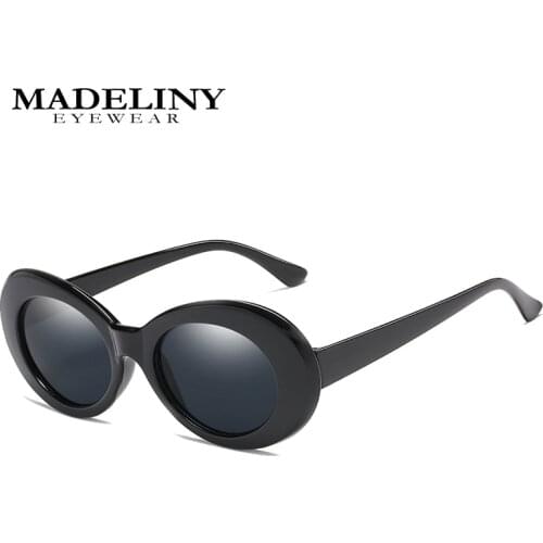 MADELINY Kurt Cobain Sunglasses Women Oval Epicool Vintage Sun Glasses Brand Design Womens White Black Eyewear MA034