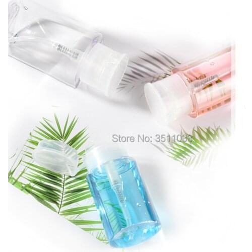 100ml 150ml 200ml Transparent Plastic Press Pump Bottle Nail Polish Gel Remover Empty Liquid Alcohol Water Storage Container