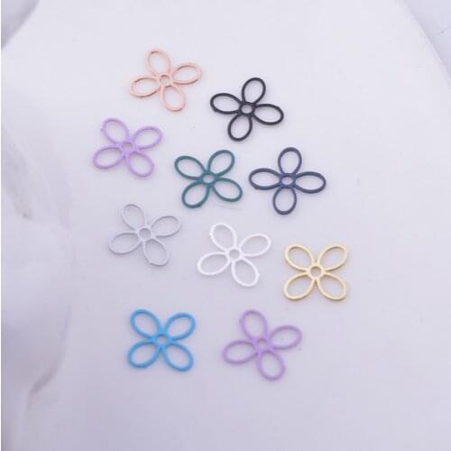 100pcs AC11014 9*9mm Rose Gold Color Mini Flower Spacer Bead Light purple Flowers Thin Charms Brass DIY Jewelry Earring Findings