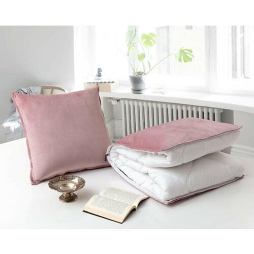 2-in-1 Pink Microfiber Fabric Multi-Purpose Quilt Cushion Blanket Office Nap Car Folding Blanket Home Decoration Easy Storage