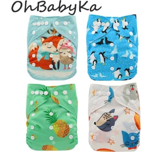 2019 Washable Baby Cloth Diaper Pocket Waterproof Cartoon Animal Baby Diapers Reusable Cloth Nappy Suit 0-3 Years 3-15kg Baby