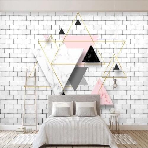 Milofi custom 3D wallpaper mural three-dimensional modern minimalist abstract geometric triangle background wall living room bed