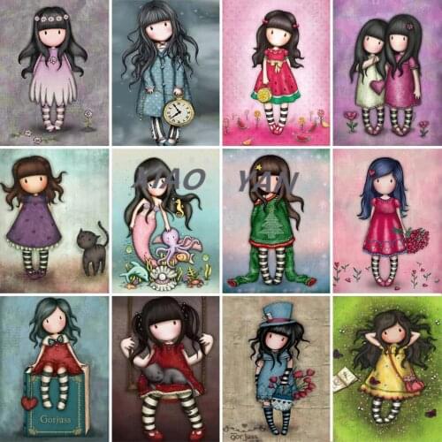 5D Diamond Painting Cartoon Girl Picture Full Round Diamond Embroidery Cross Stitch Gift Kits Home Decoration