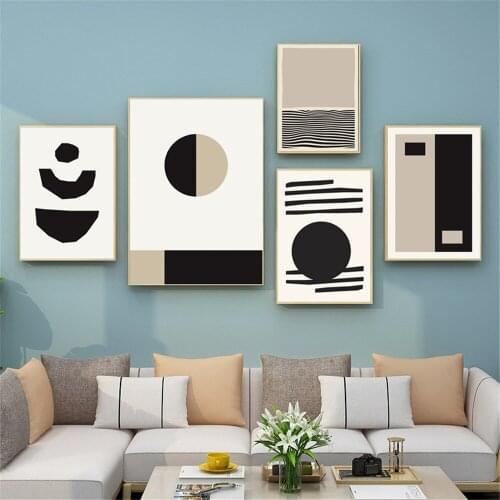 Abstract Geometry Wall Art Canvas Poster Line Stripes Print Black And White Painting Nordic Wall Pictures Living Room Home Decor