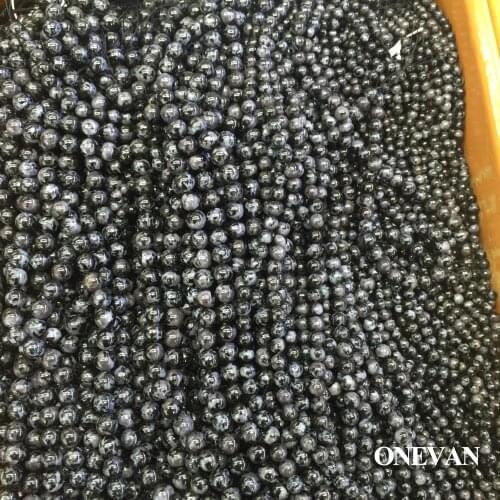 ONEVAN Natural A Indigo Gabbro Beads 6-10mm Smooth Loose Round Stone Bracelet Necklace Jewelry Making Diy Accessories Design