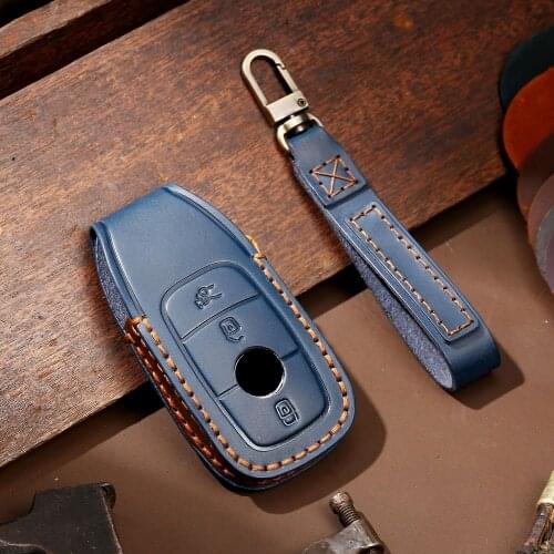 Handmade Genuine Leather Car Remote Key Cover Case For Mercedes benz W177 W205 W213 W222 2018 A C S GLS Class E class