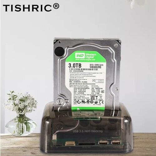 TISHRIC HDD Docking Station USB 3.0 2.5" 3.5" IDE SATA External Transparent HDD Box Hard Disk DRIVE HDD Case/Enclosure