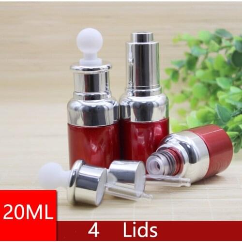 20/30 ml red glass Essential Oil dropper bottle w shiny silver shoulder Dispensing Container Reagent Liquid Pipette 100pcs/lot