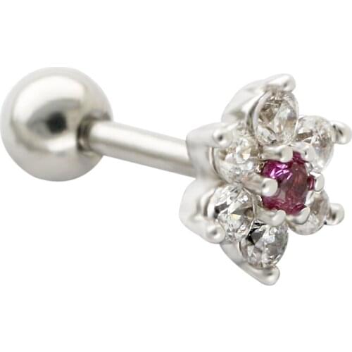 JHJT MUSI 16G Cartilage Nail 316L Surgical Stainless Steel Multicolor Flower Shape Cartilage Ear Ring Fashion earrings