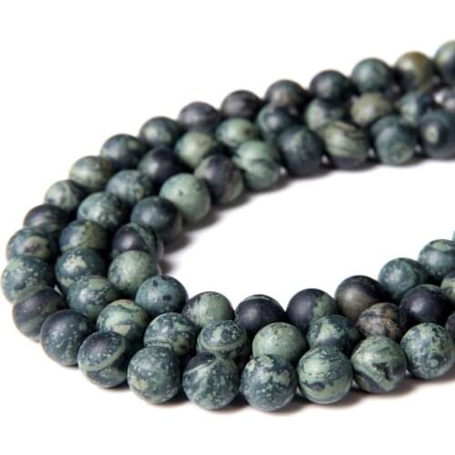 6 8 10 12 mm Matte natural kambabas jaspers Stone bead round loose green spacer gem stone beads for jewelry making bracelet diy