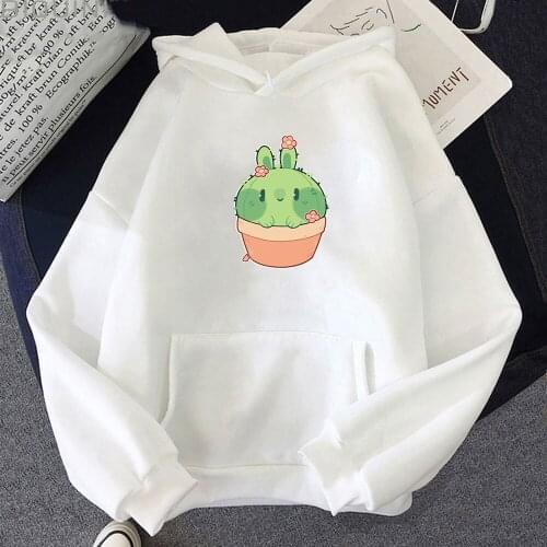 Kawaii Hoodie Women Potted Cactus Cartoon Aesthetic Oversized Sweatshirts Harajuku Students Girls Pullovers Casual Autumn Winter