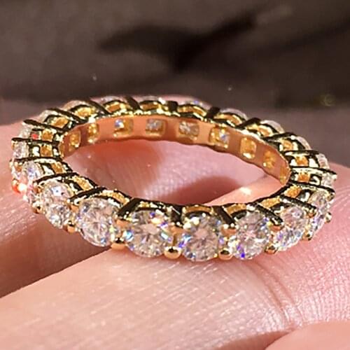 18K Au750 Gold Women Ring Moissanite Diamonds 0.2 Carart Round Luxury Elegant Party Engagement Anniversary Ring Trendy Present